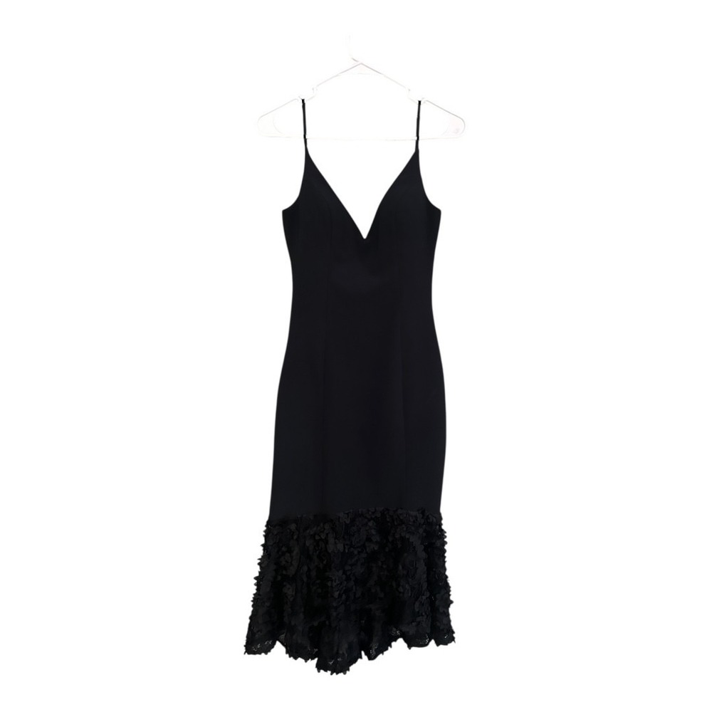 Maria Bianca Nero Lace Hi-Lo Dress Women's 0 Black Floral Cocktail Party